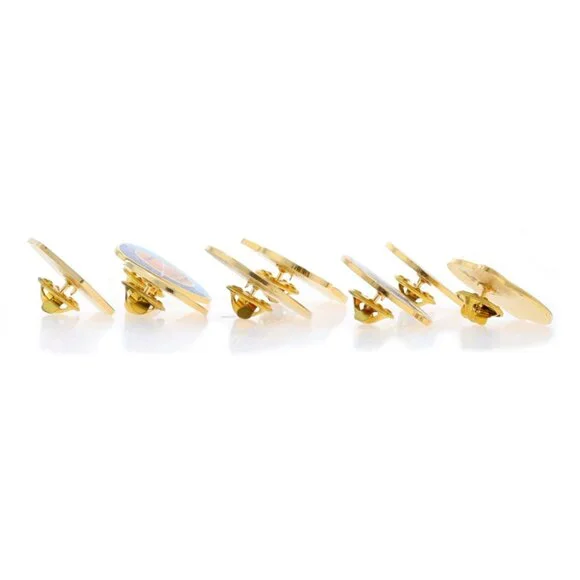 Omega 50th Anniversary Ltd Edition Speedmaster Set of 8 Lapel Pins - Gold Toned